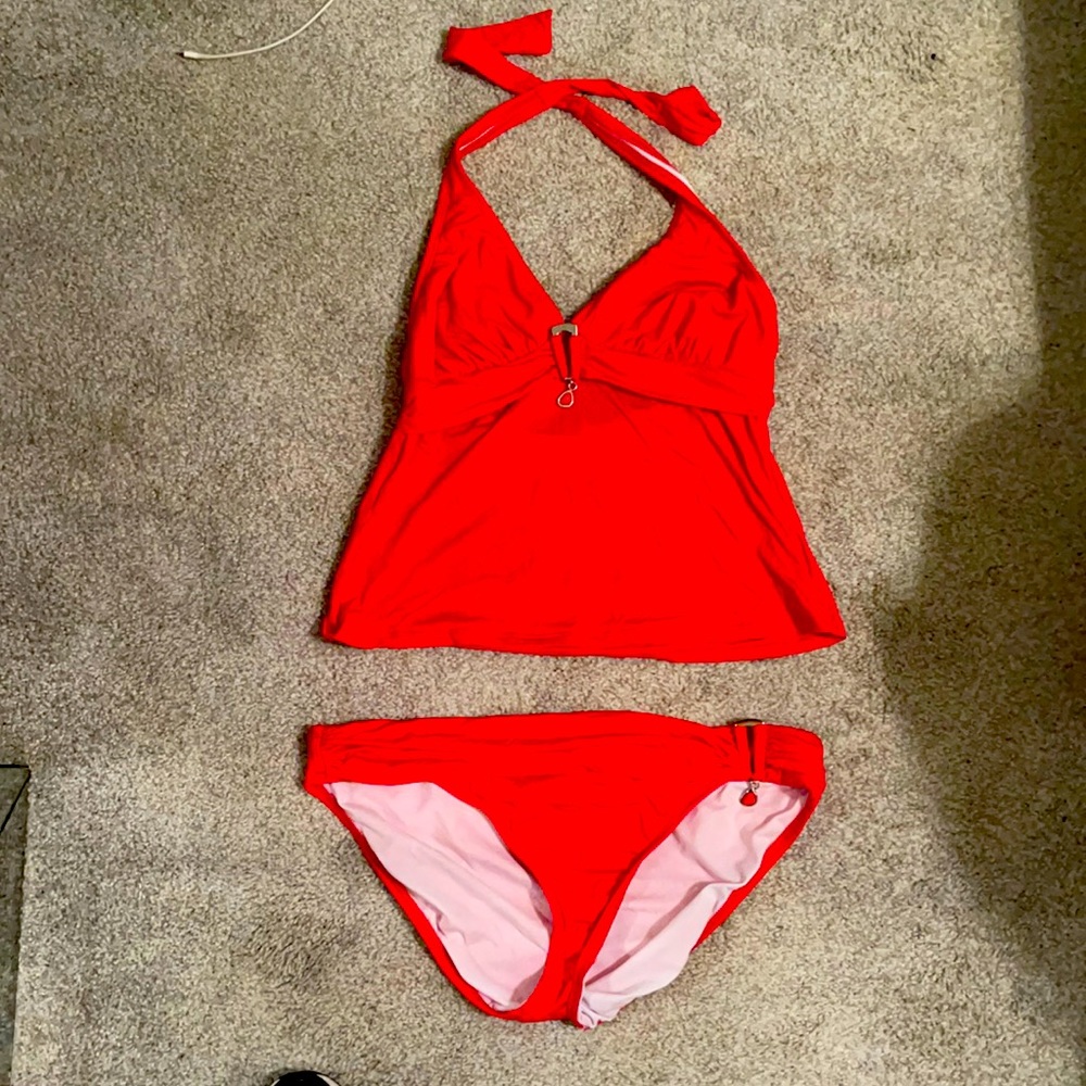 Tankini swimsuit with hanging stones